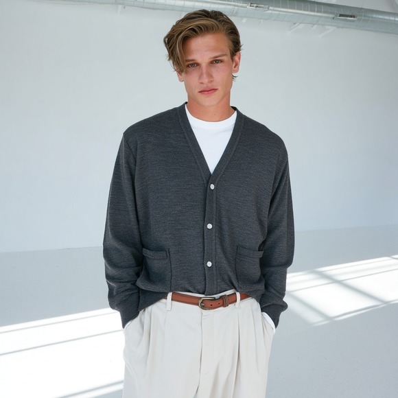 Jos. A. Bank Other - Jos A Bank Signature Merino Wool Cardigan Large Button Front Preppy Career